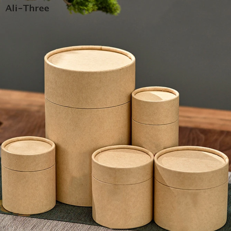 Coffee Tea Box - 1PCS Kraft Paperboard Tubes Round Essential