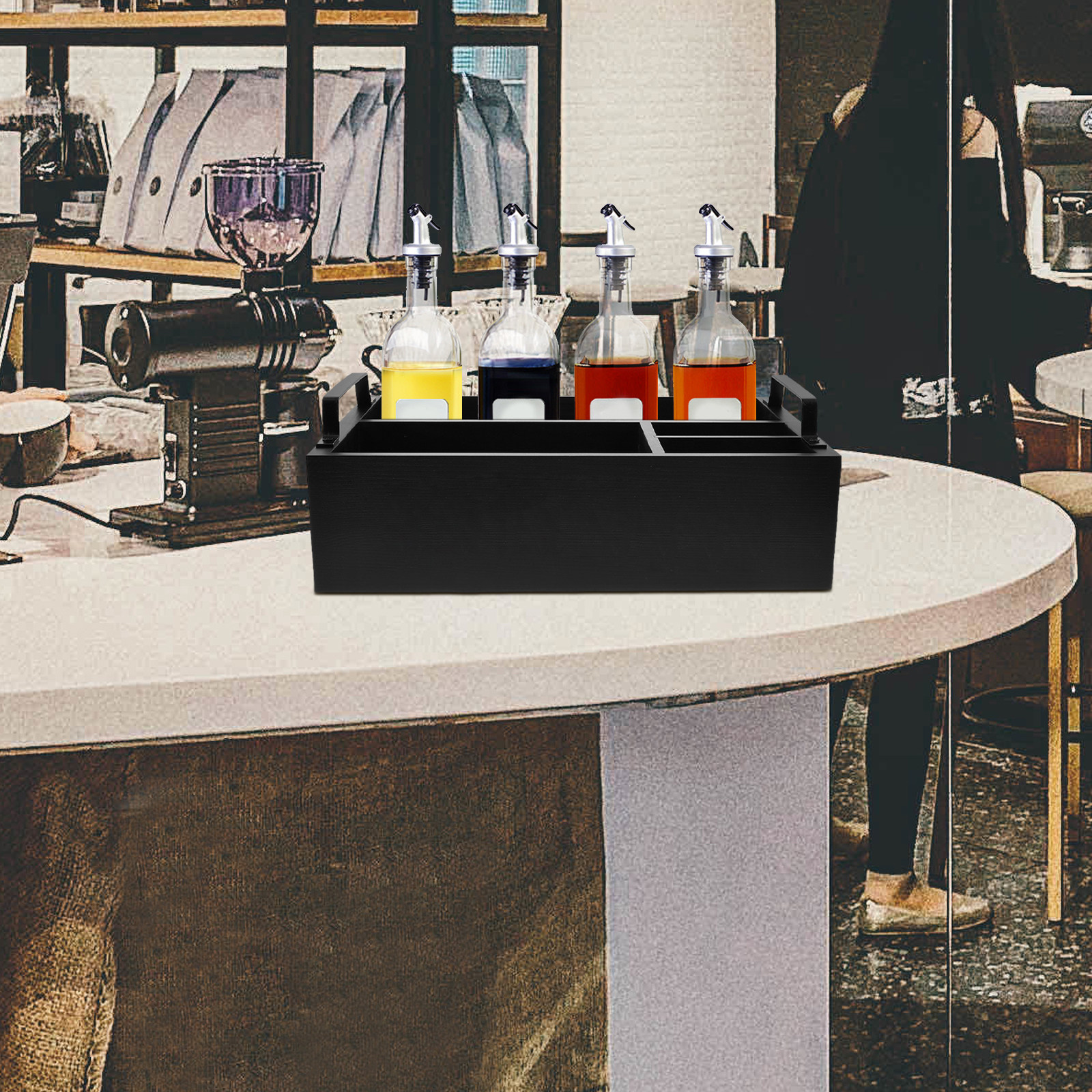 Coffee Tea Station - Coffee Organizer Station Wooden Bar Counter