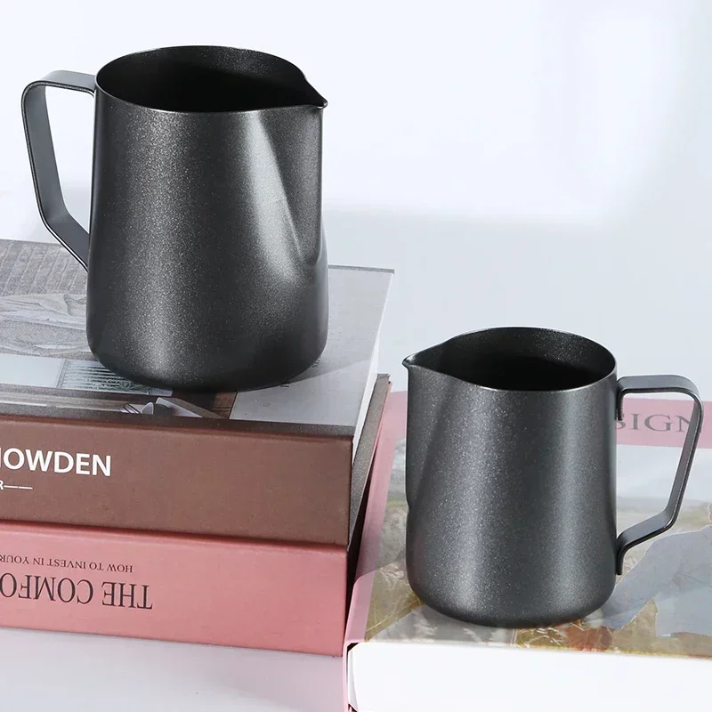 Barista Milk Jug - Thick Black 350/600ml Latte Art Cup