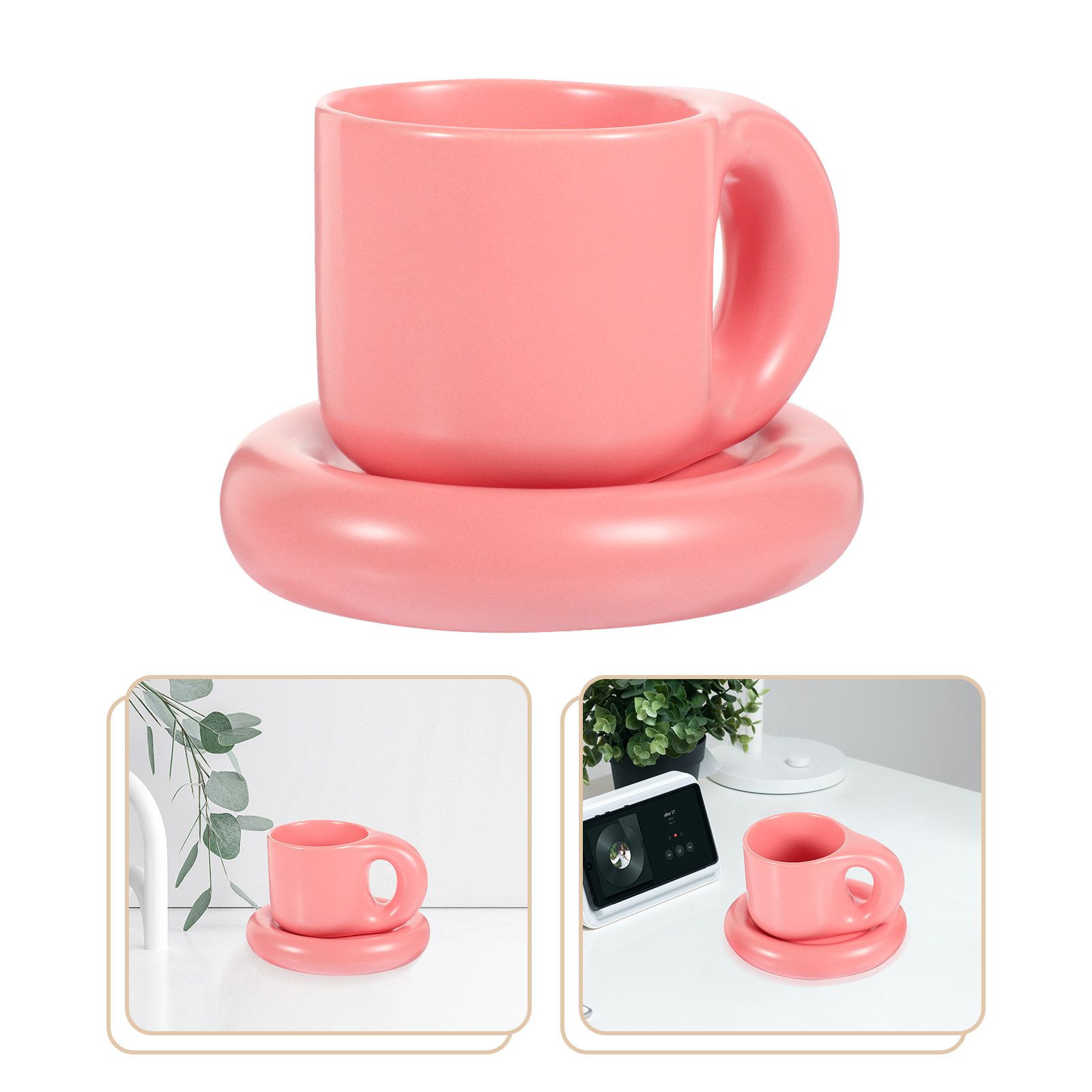 Coffee Tea Drink - Ceramic Coffee Cup Set Retro Household