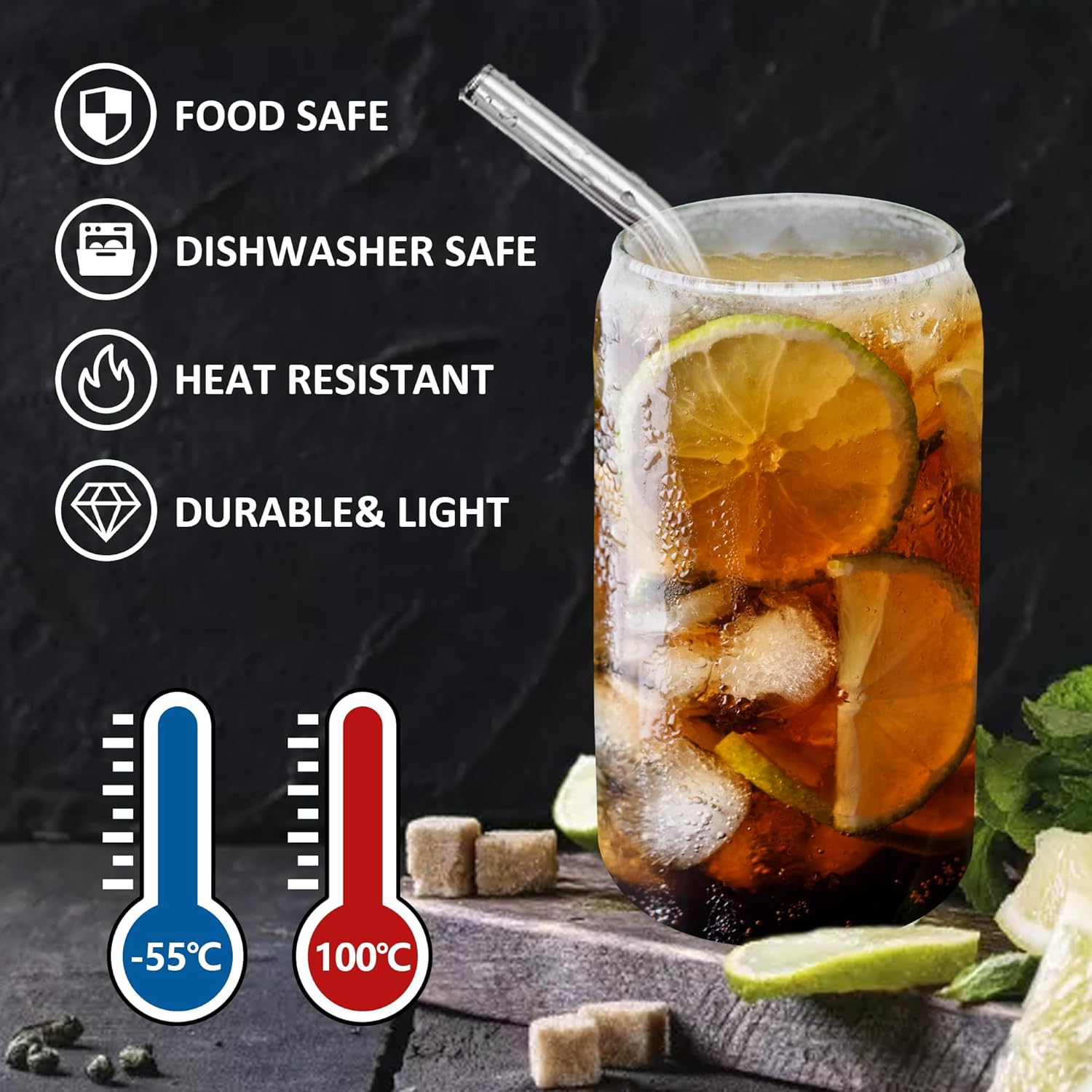 16oz Drinking Glasses with Bam - Coffee Tea Drink 评论和价格