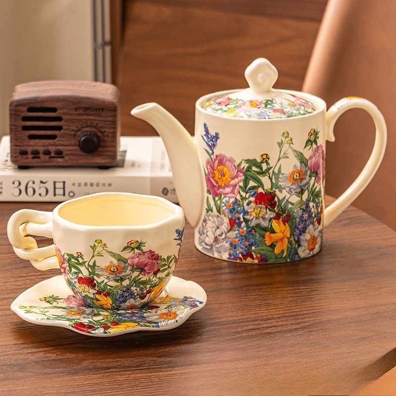 European Vintage Floral Cerami - Coffee Tea Gift Basket 评论和价格