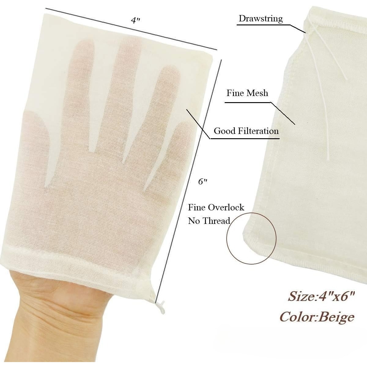 4 Pcs Food Grade Cotton Filter - Coffee Tea Bags 评论和价格