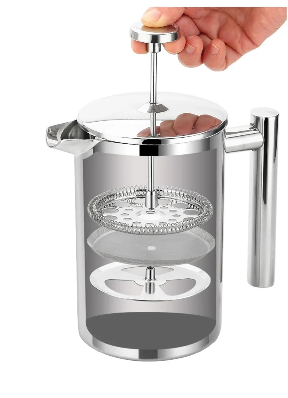 4 Pcs Stainless Steel French P - French Press Coffee & Tea 评论和价格