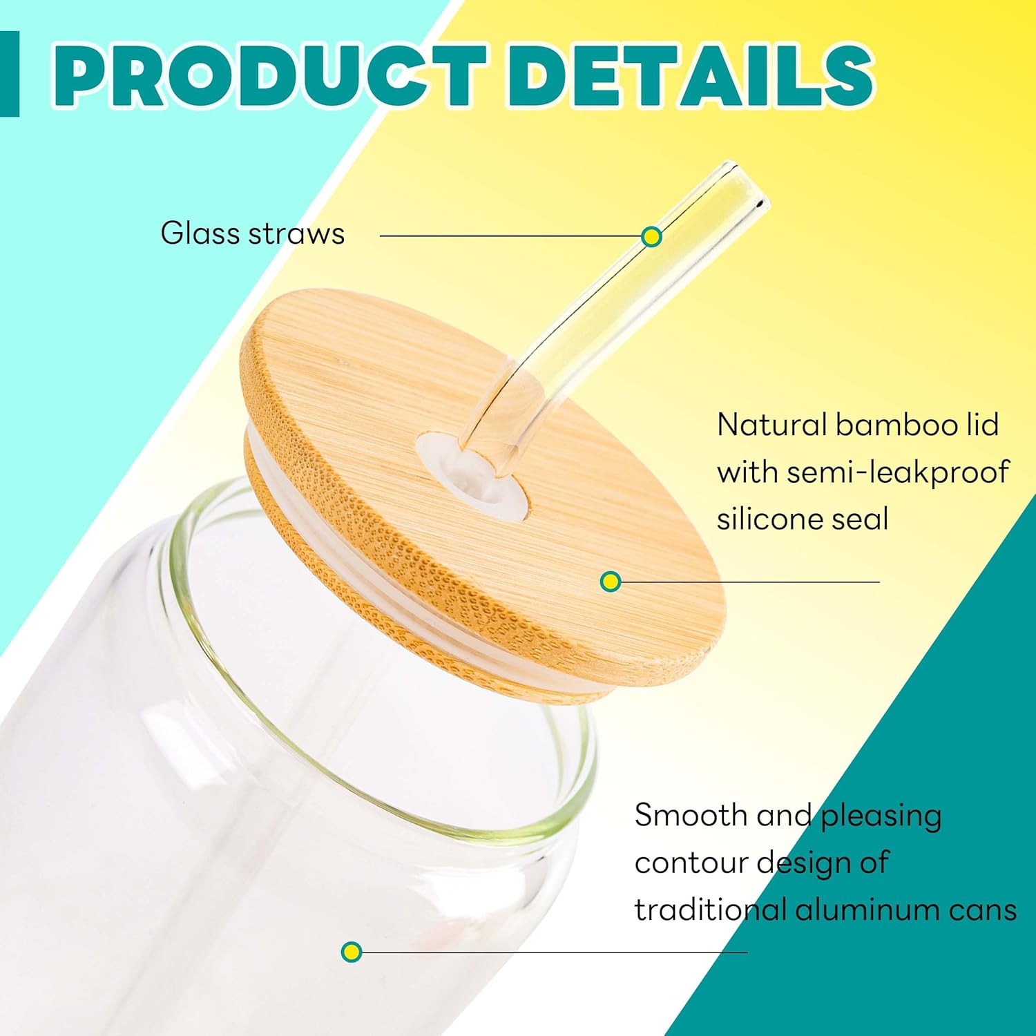 Glass Cups with Bamboo Lids an - Coffee Tea Boba 评论和价格