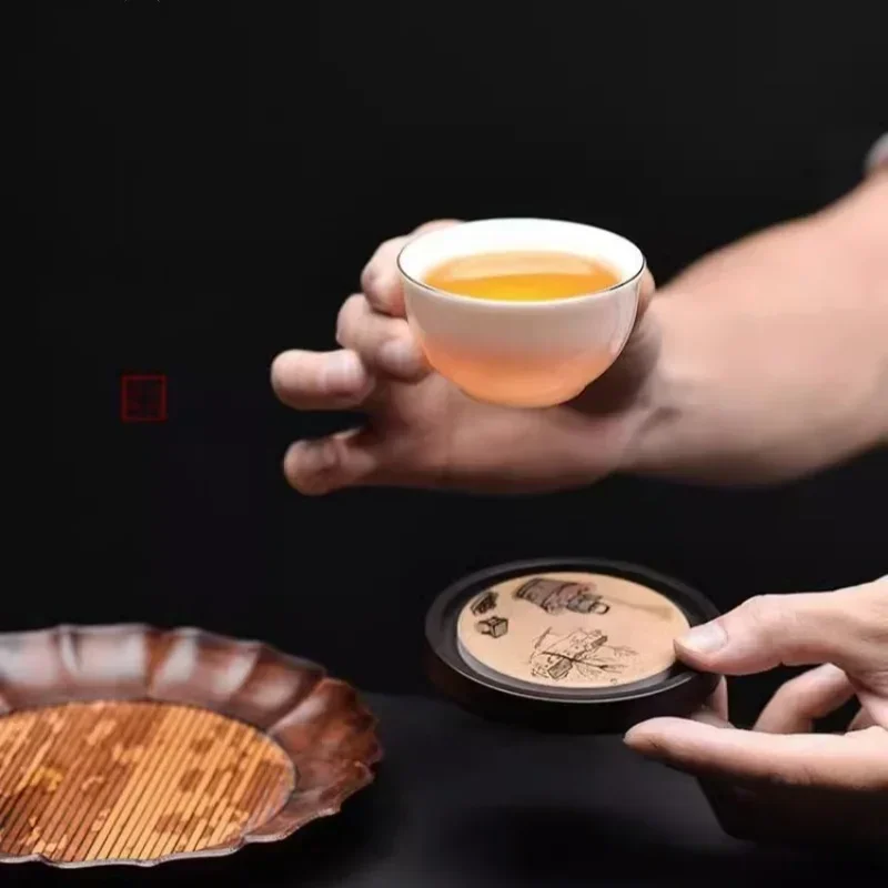 Round Wood Cup Mat Heat Resist - Coffee Tea Station 评论和价格
