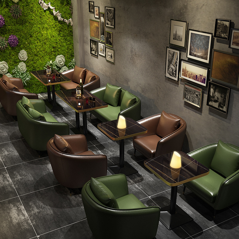 Retro Bar Double Sofa Booth, M - Coffee Tea Lounge 评论和价格