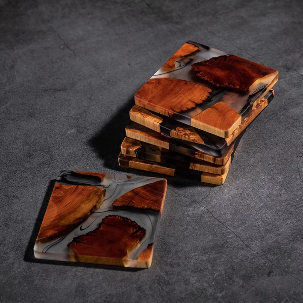 Wood Resin Coasters Square Cup - Coffee Tea Station 评论和价格