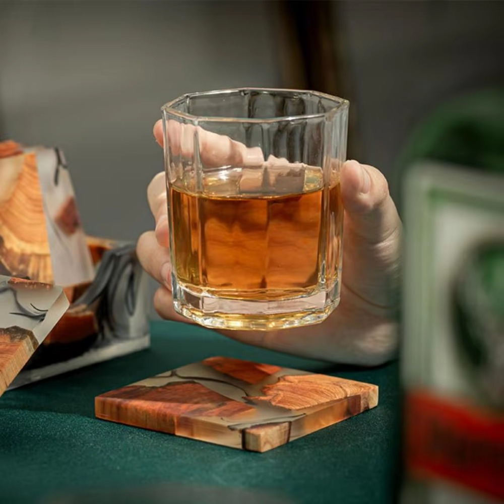Wood Resin Coasters Square Cup - Coffee Tea Station 评论和价格