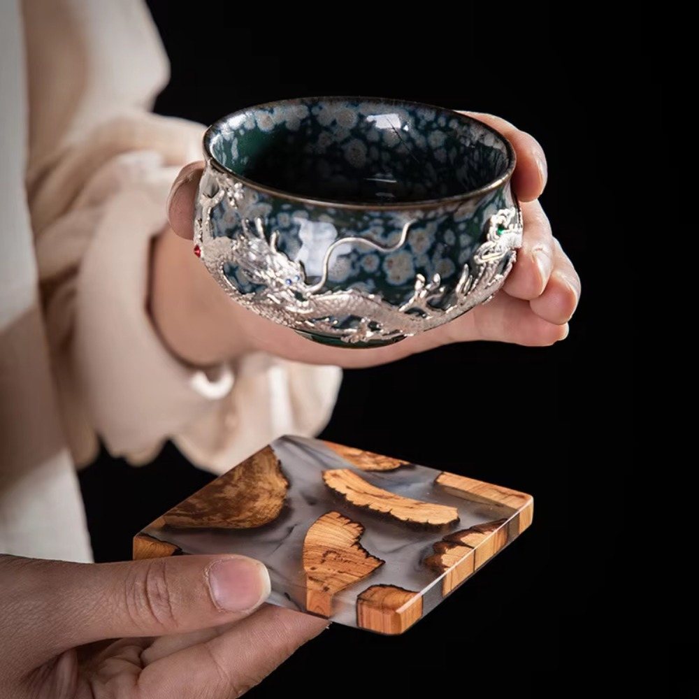 Wood Resin Coasters Square Cup - Coffee Tea Station 评论和价格