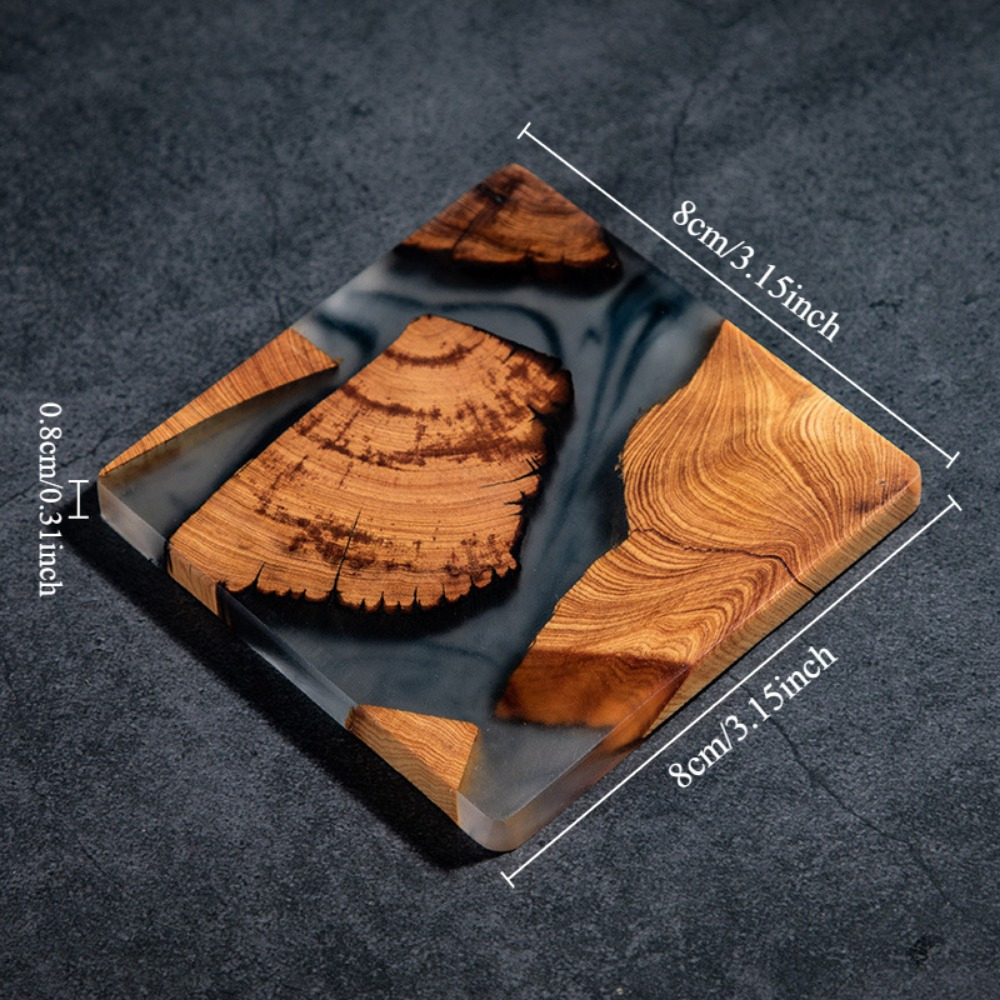 Wood Resin Coasters Square Cup - Coffee Tea Station 评论和价格