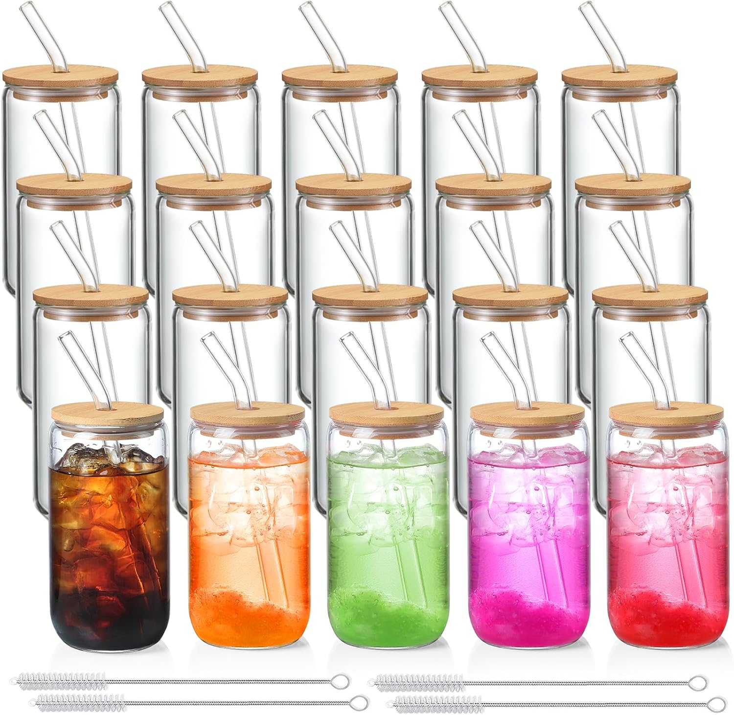 20 Pack Glass Cups with Lids a - Coffee Tea Drink 评论和价格