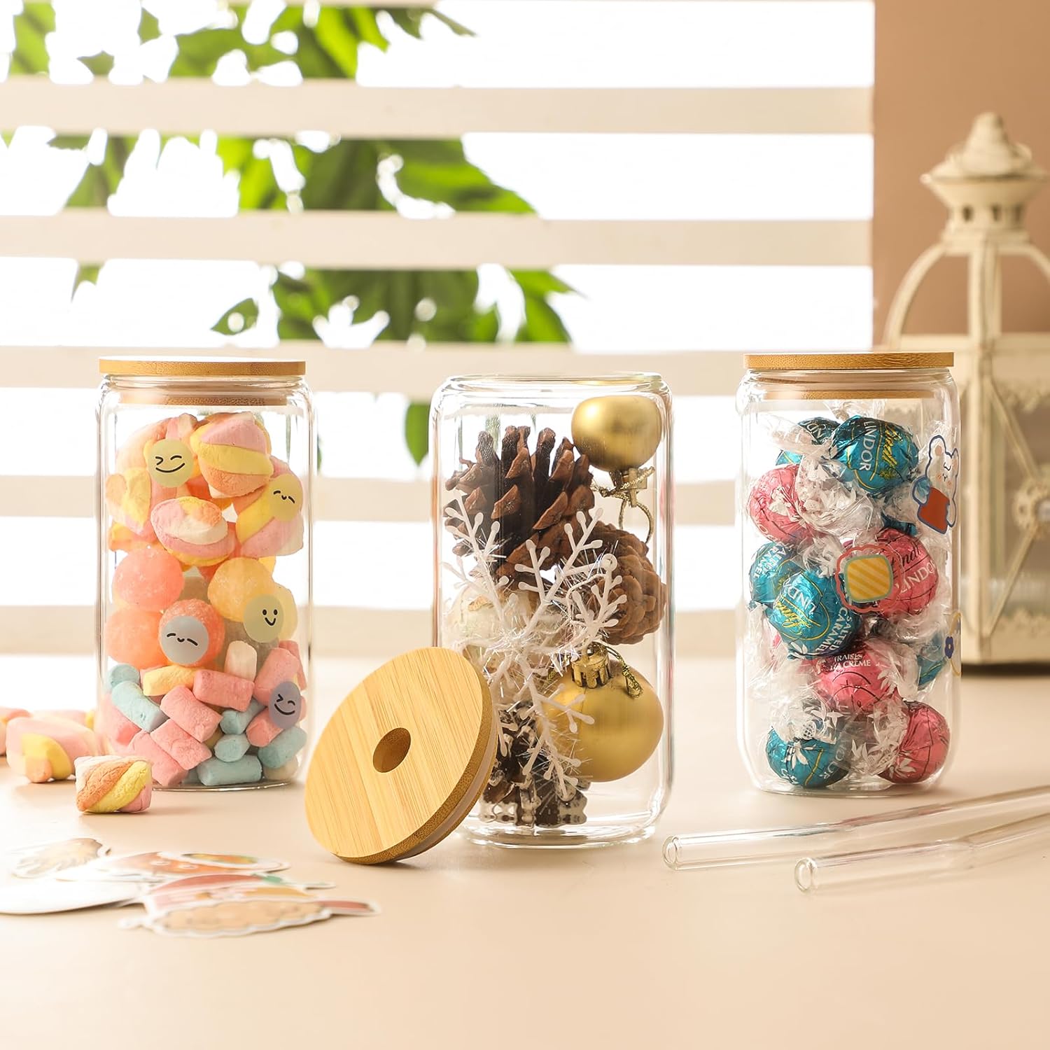 20 Pack Glass Cups with Lids a - Coffee Tea Drink 评论和价格