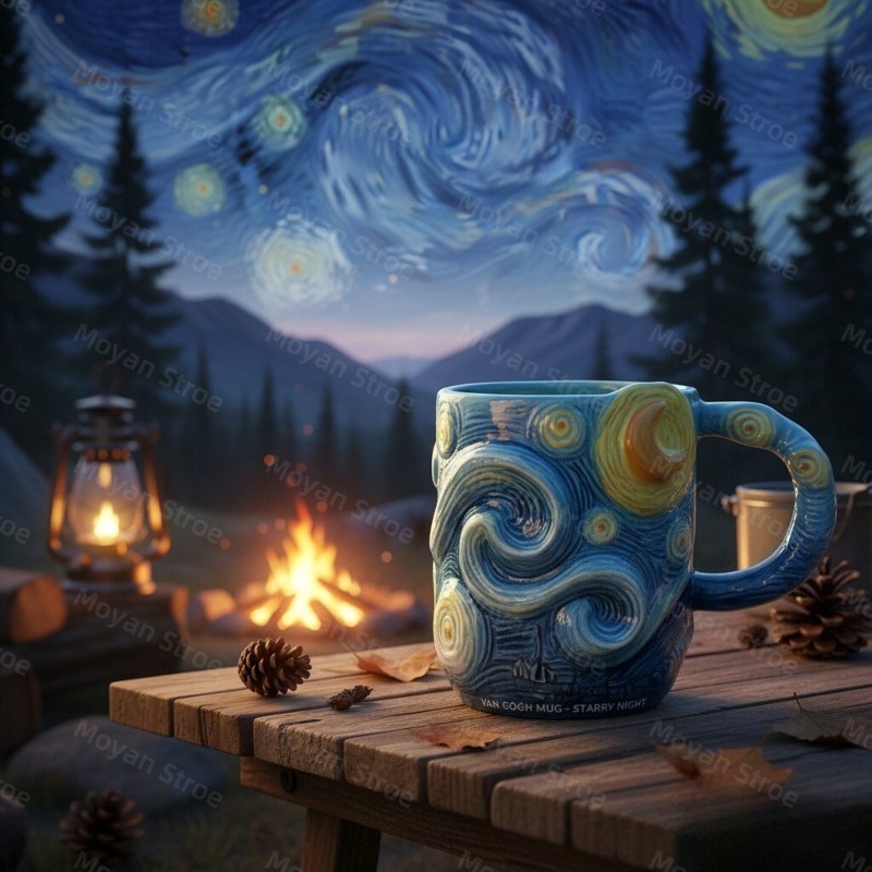 The Starry Night 3D Embossed R - Coffee Tea Van 评论和价格