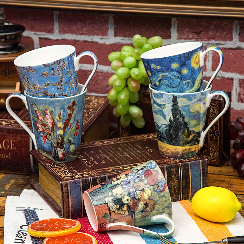 5 Pcs Set Bone China Van Gogh  - Coffee Tea Van 评论和价格