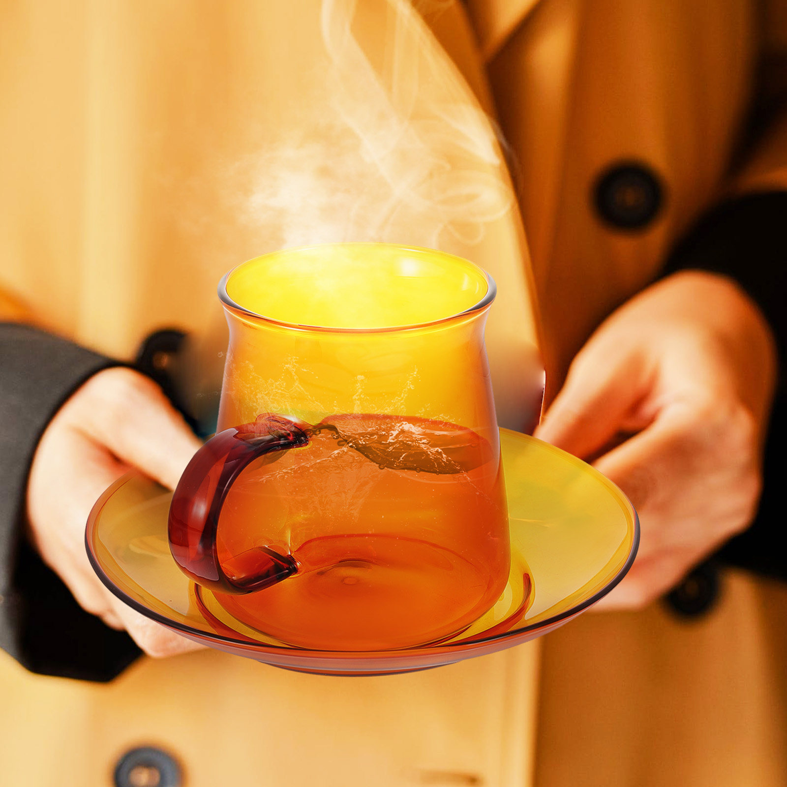 1Set Glass Coffee Cup Simple E - Coffee Tea Drink 评论和价格