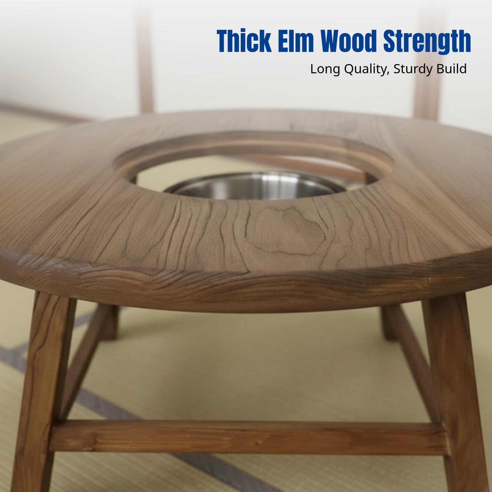 Sturdy Elm Wood Round Tea Tabl - Cast Iron Teapot 评论和价格