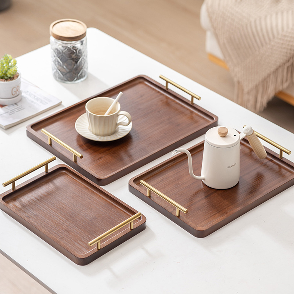 Wooden Serving Tray with Handl - Coffee Tea Station 评论和价格