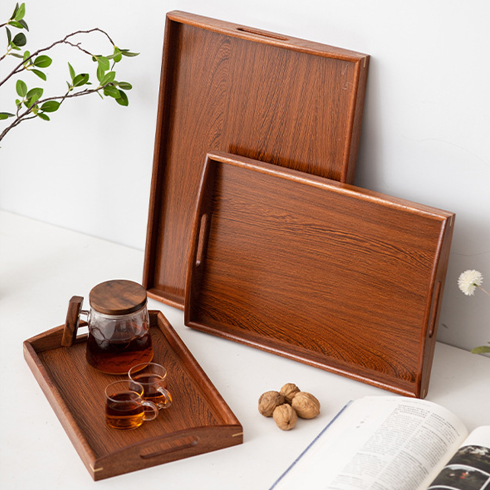 Wooden Serving Tray with Handl - Coffee Tea Station 评论和价格