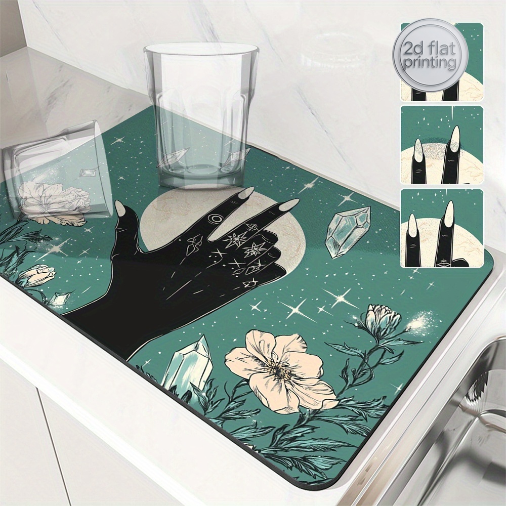 1pc Moon Design Absorbent Mat  - Coffee Tea Station 评论和价格