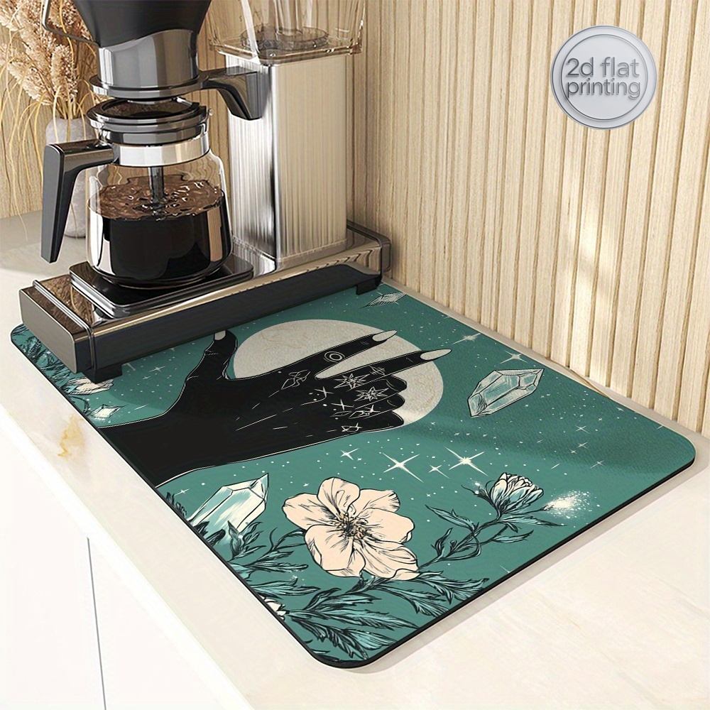 1pc Moon Design Absorbent Mat  - Coffee Tea Station 评论和价格