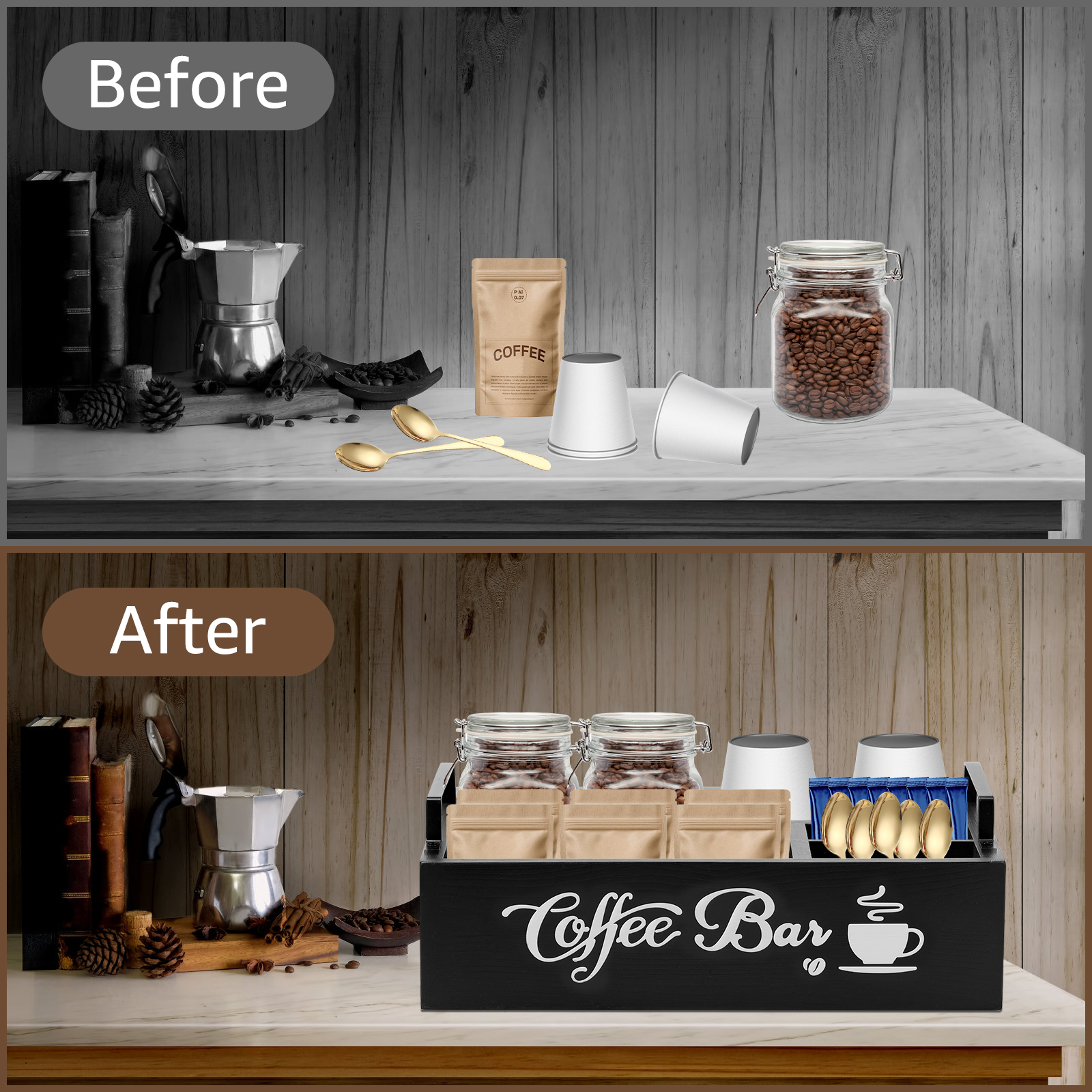Wooden Coffee Rack Portable De - Coffee Tea Station 评论和价格