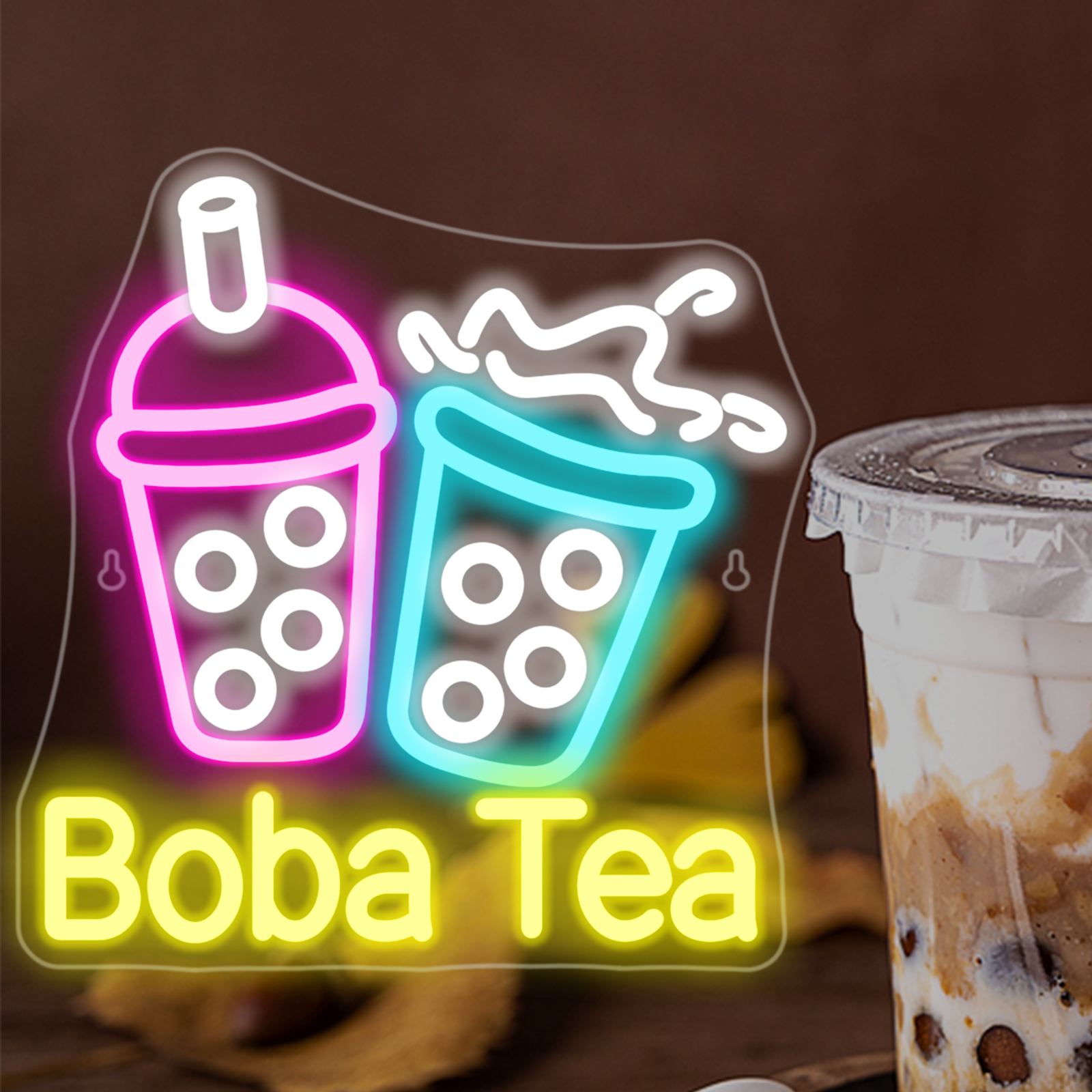 Bubble Tea Neon Light Colorful - Coffee Tea Boba 评论和价格